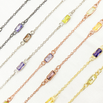 Load image into Gallery viewer, Multi Color Cubic Zirconia Rectangular Shape Connected Chain. CZ46