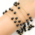 Load image into Gallery viewer, Black Spinel Gold Plated 925 Sterling Silver Wire Chain.