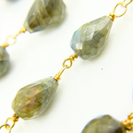 Load image into Gallery viewer, Labradorite Tear Drop Gold Plated 925 Sterling Silver Wire Chain. LAB5