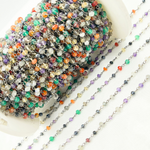 Load image into Gallery viewer, Multi Gemstone Oxidized Wire Chain. MGS15