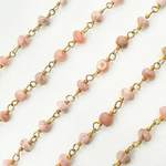 Load image into Gallery viewer, Rhodochrosite Gold Plated Wire Chain.