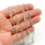 Load image into Gallery viewer, Cubic Zirconia Rectangle Shape Dangle & Connected Wire Chain. CZ35