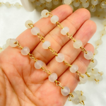 Load image into Gallery viewer, Natural Chalcedony Gold Plated Wire Chain.