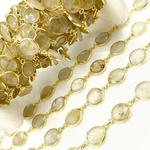 Load image into Gallery viewer, Golden Rutile Organic Shape Bezel Gold Plated Wire Chain. GRU2
