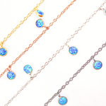 Load image into Gallery viewer, Created Blue Opal Round Shape Dangle Chain. CBO1