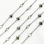 Load image into Gallery viewer, Pyrite & White Topaz Oxidized Connected Wire Chain. PYR66