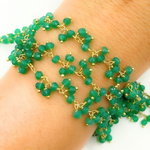 Load image into Gallery viewer, Green Onyx Cluster Dangle Gold Plated Wire Chain.