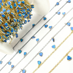 Load image into Gallery viewer, Created Blue Opal Triangle Shape Dangle Chain. CBO2