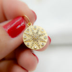 Load image into Gallery viewer, GDP548. 14k Solid Gold Diamond Star Circle Charm