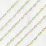Load image into Gallery viewer, Coated Milky Aquamarine Gold Plated Wire Chain. AQU25