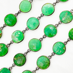 Load image into Gallery viewer, Chrysoprase Round Shape Bezel Oxidized Wire Chain. CHR29
