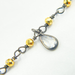 Load image into Gallery viewer, Golden Pyrite & CZ Dangle Oxidized Wire Chain.