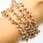 Load image into Gallery viewer, Peach Moonstone Cluster Dangle Oxidized Wire Chain. MS66