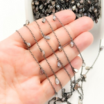 Load image into Gallery viewer, Coated Multi Moonstone Pear Shape Dangle Oxidized Wire Chain. CMS116