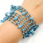 Load image into Gallery viewer, Turquoise Double Oxidized Connected Wire Chain. TRQ47
