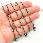 Load image into Gallery viewer, Coated Blue Silverite & CZ Dangle Oxidized Wire Chain. CBS1