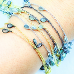 Load image into Gallery viewer, Labradorite Pear Shape Dangle Wire Chain. LAB12