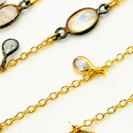 Load image into Gallery viewer, White Moonstone Bezel Set Oval & Pear Shape CZ Dangle Wire Chain. WMS2