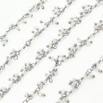 Load image into Gallery viewer, Coated Grey Moonstone Cluster Dangle Oxidized Wire Chain. CMS33
