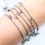 Load image into Gallery viewer, Multi Gemstone Dangle Oxidized Wire Chain.