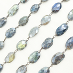 Load image into Gallery viewer, Coated Labradorite Oval Shape Oxidized Wire Chain. CLB51