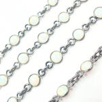 Load image into Gallery viewer, Created White Opal Round Shape Connected Chain. CWO2