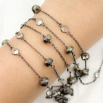 Load image into Gallery viewer, Pyrite & White Topaz Oxidized Connected Wire Chain. PYR66