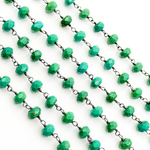Load image into Gallery viewer, Green Turquoise Rondel Shape Oxidized Wire Chain. TRQ50
