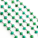 Load image into Gallery viewer, Green Turquoise Rondel Shape Oxidized Wire Chain. TRQ50