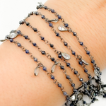 Load image into Gallery viewer, Coated Blue Silverite & CZ Dangle Oxidized Wire Chain. CBS1
