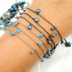 Load image into Gallery viewer, Blue Cubic Zirconia Round Shape Dangle Chain.