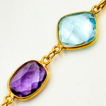 Load image into Gallery viewer, Multi Gemstone Bezel Gold Plated Wire Chain. MGS22
