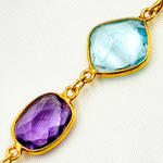 Load image into Gallery viewer, Multi Gemstone Bezel Gold Plated Wire Chain. MGS22