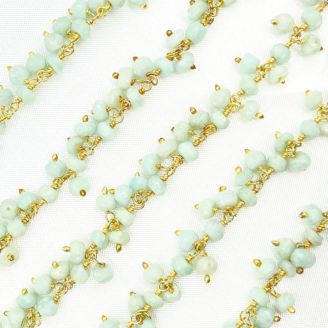 Amazonite Cluster Dangle Gold Plated Wire Chain. AMZ23