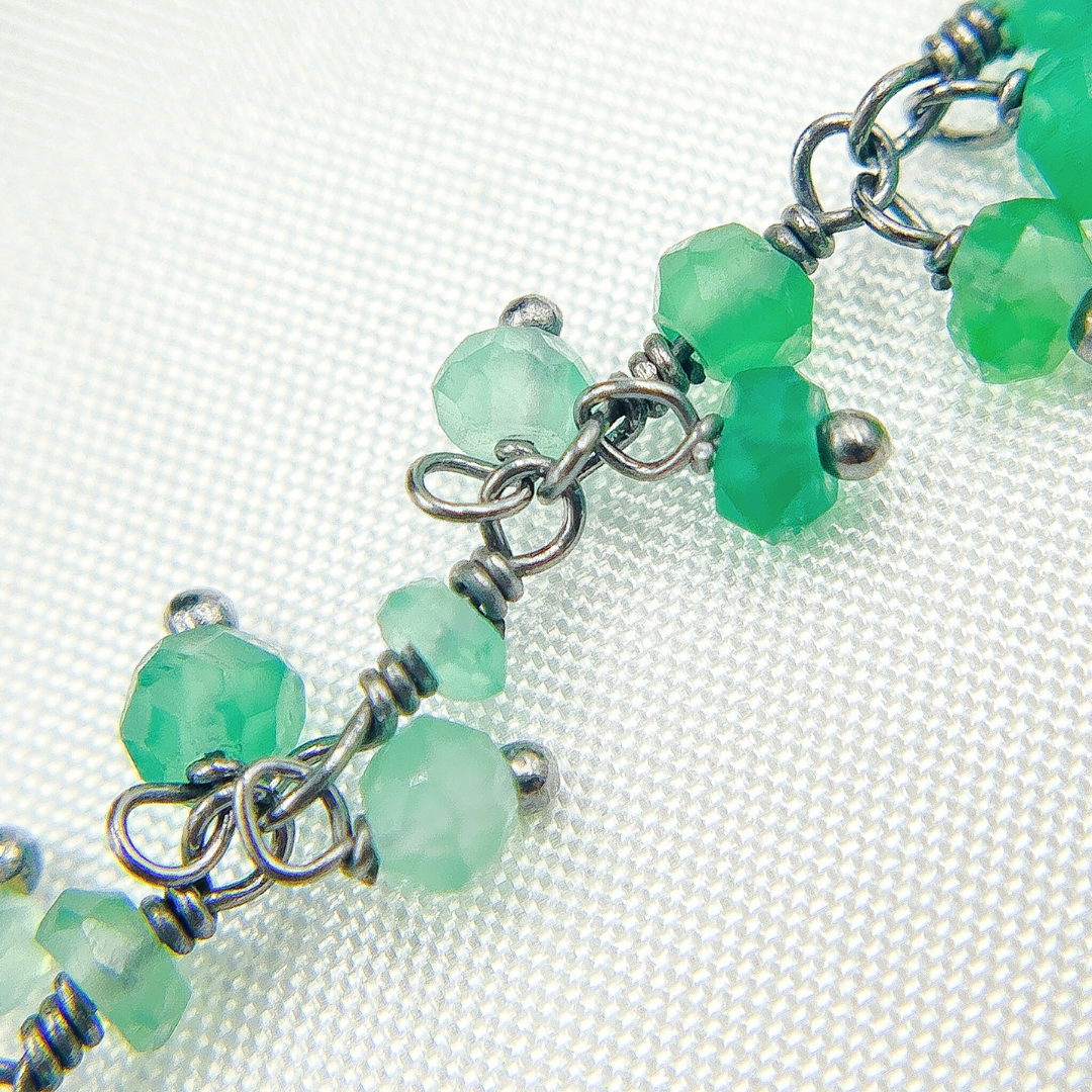 Green Onyx Cluster Dangle Oxidized Wire Chain. GRE7