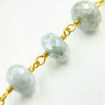 Load image into Gallery viewer, Coated Milky Aquamarine Faceted Rondel Gold Plated Wire Chain. AQU20
