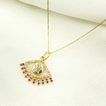 Load image into Gallery viewer, 14K Solid Gold Evil Eye Pendant with Diamonds & Stone. GDP367