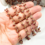 Load image into Gallery viewer, Garnet Cluster Dangle Gold Plated Wire Chain.