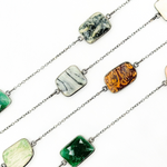 Load image into Gallery viewer, Multi Agate Rectangular Shape Bezel Oxidized Wire Chains