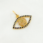 Load image into Gallery viewer, 14K Gold Charm Evil Eye Pendant with Diamonds & Gemstone. GDP510