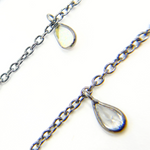Load image into Gallery viewer, Created White Opal + CZ Pear Shape Dangle Chain. CWO14