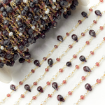 Load image into Gallery viewer, Garnet & Pearl Gold Plated Wire Chain. GAR11