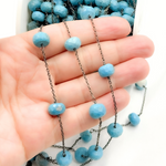 Load image into Gallery viewer, Turquoise Oxidized Connected Wire Chain. TRQ43