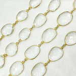 Load image into Gallery viewer, Crystal Organic Shape Bezel Gold Plated Wire Chain. CR9