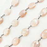 Load image into Gallery viewer, Coated Taupe Oval Moonstone Wire Chain