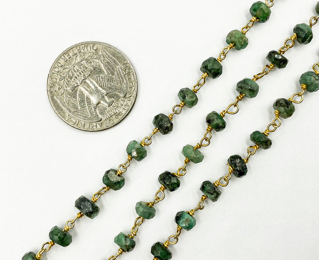 Emerald Gold Plated Wire Chain. EME5