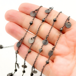 Load image into Gallery viewer, Pyrite and Dangle Disc Oxidized Connected Wire Chain. PYR19