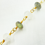 Load image into Gallery viewer, Labradorite & White Rainbow Moonstone Gold Plated Wire Chain. LMS2