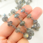 Load image into Gallery viewer, Labradorite Oxidized 925 Sterling Silver Wire Chain. LAB3