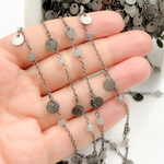 Load image into Gallery viewer, Labradorite and Dangle Disc Oxidized Wire Chain. LAB50